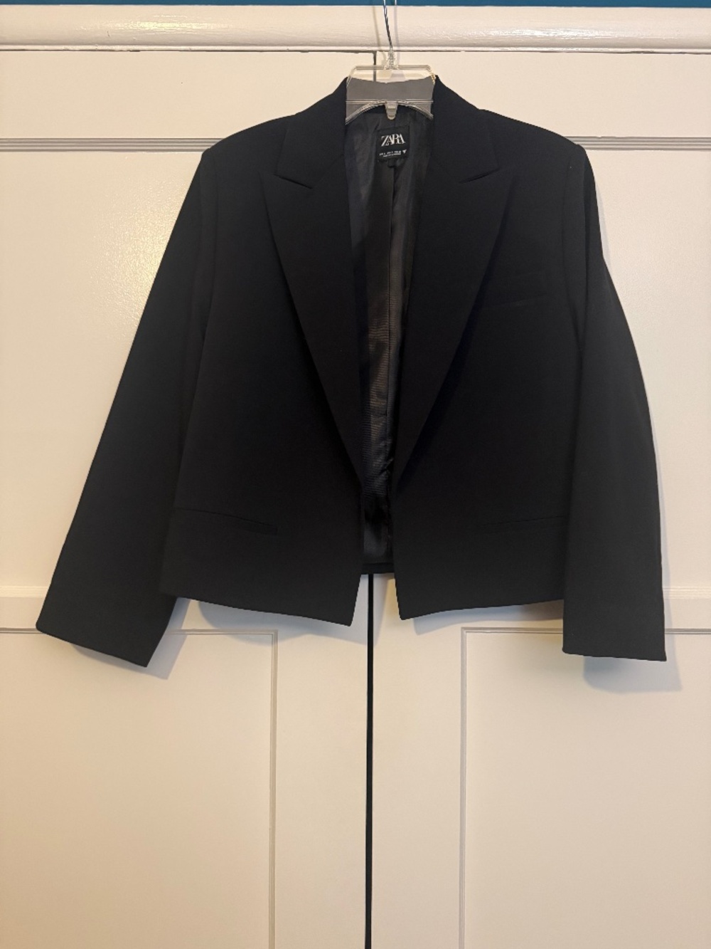 Zara Black Cropped Blazer No Button Size Small